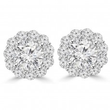2.05 Ct Ladies Round Cut Diamond Stud Earring In 14 kt White Gold